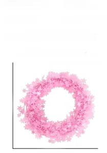 Detailed view of 7.5m pink star wire garland decoration with specific dimensions