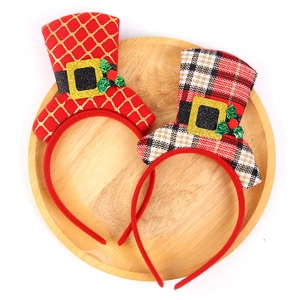 Christmas party headbands with Scottish plaid mini hats and festive berry decorations