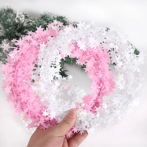 7.5m Christmas star wire garland with pink and white stars for tree decoration