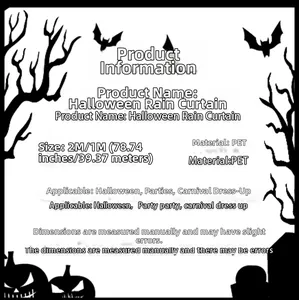 Detail specifications for Halloween PET ghost rain curtain 1x2m party backdrop