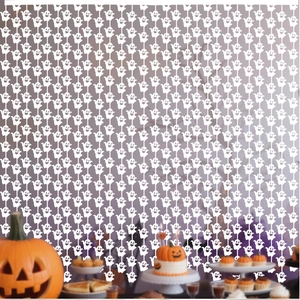 Ghost foil fringe curtain for Halloween party decoration with pumpkin background