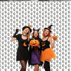 Halloween silver white ghost fringe curtain backdrop for festive party wall decoration
