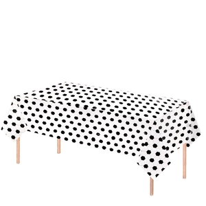 Disposable 137x274cm football themed tablecloth with black and white soccer ball pattern