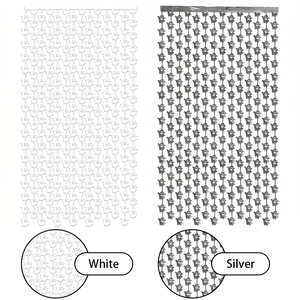 Halloween foil fringe curtains with silver and white ghost patterns for party backdrop