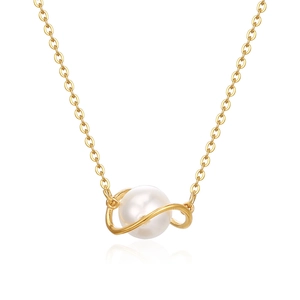 Vintage Planet Saturn Artificial Pearl Pendant Necklace Stainless Steel Floating Artificial Pearl Choker For Women Elegant Simple Jewelry Gift