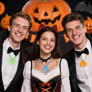 Κολιέ Halloween με φωσφοριζέ μενταγιόν αράχνη και κολοκύθα για εορταστικά πάρτι μεταμφιεσμένων