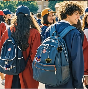 Détails de porte-clés de graduation en acrylique avec pile de livres et toques