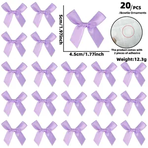 Set di 20 mini fiocchi in nastro di poliestere viola con adesivi per decorazioni