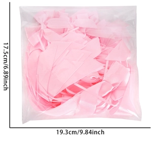 Dimensioni della confezione di fiocchi in raso rosa con larghezza di 17,5 cm