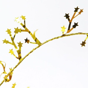Detail of 7.5cm gold glitter star wire tinsel for DIY Christmas tree party decoration