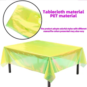 Irisierende PET-Party-Tischdecke mit buntem Verlaufseffekt für Hochzeits- und Eventdeko