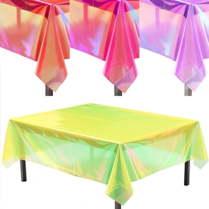 Holografisch Irisierende Tischdecke PET Wasserdicht Rechteckig Tischabdeckung Für Geburtstag Party Hochzeit Feier Festival Dekoration