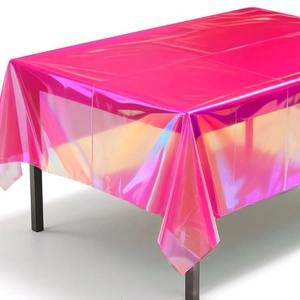 Mantel grueso de PET rosa iridiscente para decoraciones de fiestas de cumpleaños y bodas