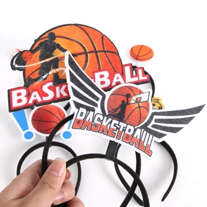 Funny basketball theme headbands with orange ball icons and dunking silhouettes for fans