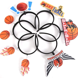 6-pack basketball themed headbands featuring orange flame and slam dunk silhouettes