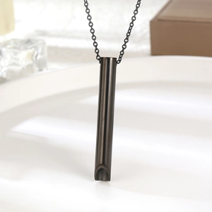 Collar de respiración con colgante cilíndrico gris oscuro para el estrés