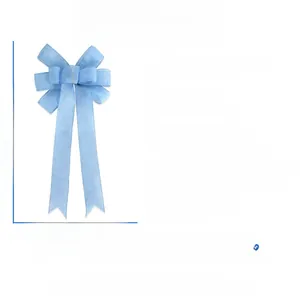 Detail of light blue imitation hemp Christmas bow with dimension 22.5x50.5cm for tree decor