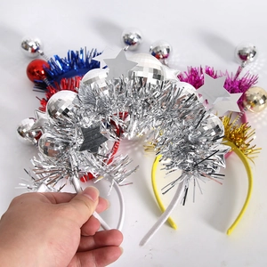 Disco ball party headbands with silver stars and colorful glitter for festive occasions