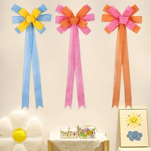 Large Decorative Bows Double Layer Mesh Burlap Texture Hanging Ornaments For School Classroom Kindergarten Party Layout