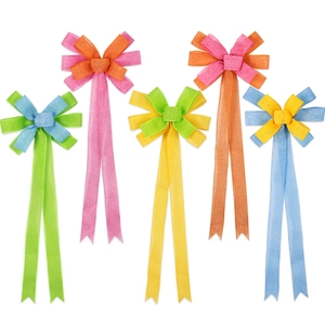 Handmade 30x80cm double-layered Easter bow ornaments in colorful burlap for festive parties