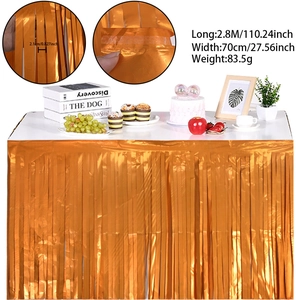Orangefarbene Metallic-Fransen-Tischdecke 2,8mx70cm für Halloween-Partydekoration