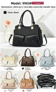 Detailed size specifications and multi-color internal structure of large tote bag