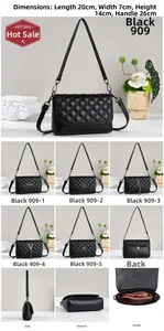 Detailed interior views and hardware options of black quilted leather crossbody bag