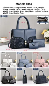 Detailed set of large tote, zipper pouch and wallet in textured woven PU leather