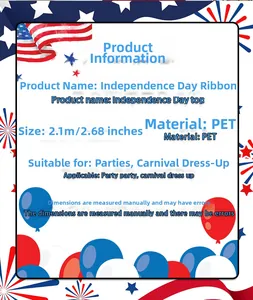 Detail of 2.1m Independence Day tinsel garland made of PET for party decoration