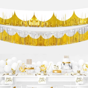 Metallic Semi Circle Fringe Banner Tassel Garland Rain Curtain For Birthday Bachelorette Party Wedding Backdrop Decoration