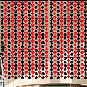 Casino theme backdrop with red and black poker suits and dice for party wall decor