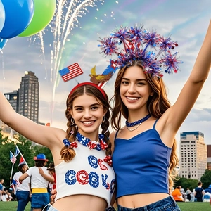 Patriotic 4th of July headbands featuring stars and tinsel for Independence Day party