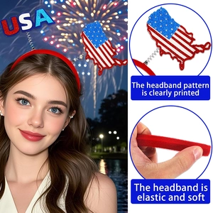USA flag themed bopper headband with glitter letters and eagle design for 4th of July party