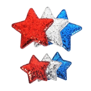 Star hair clips with red white and blue sequins for Independence Day party decorations