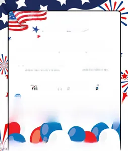 Detailed spec card for patriotic PET table fringe skirt with size 275cm x 75cm