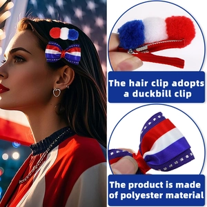 Independence Day bow hair clip set with red white blue stars and stripes patterns