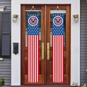 Bannière de Porche Jour de l'Indépendance Patriotique Tissu Oxford Drapeau Américain Avec Aigle Étoiles Rayures Décor