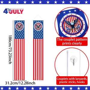 4th of July Independence Day porch banners with American flag stars stripes and eagle