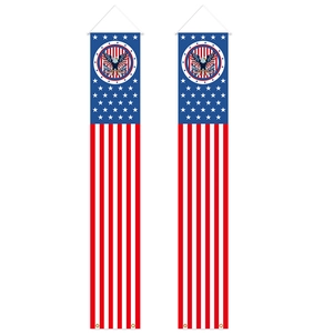 Independence Day American flag porch banners with eagle shield and stars stripes