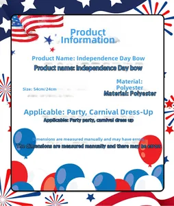 Detailed size specifications for Independence Day polyester bow measuring 54cm by 24cm