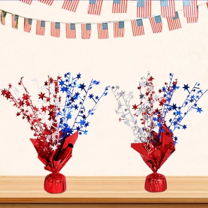 Pair of red, white, and blue star-shaped table centerpieces for US Independence Day decor