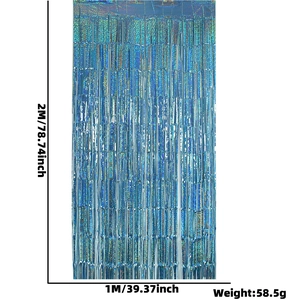 Rideau à franges laser bleu pour fête, mesurant 2m de hauteur et 1m de largeur totale