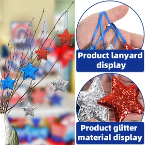 Detail of glitter stars with lanyards for Independence Day festive decoration