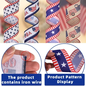 Dettaglio nastri patriottici USA con stelle e strisce rosse bianche e blu con filo