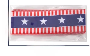 Dettaglio di nastro decorativo bandiera USA con strisce rosse bianche e stelle blu
