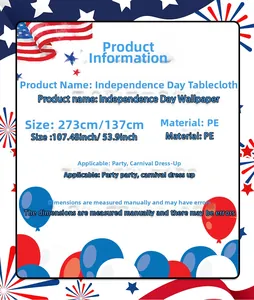 Detail specifications of 107x54 inch PE plastic Independence Day USA flag tablecloth