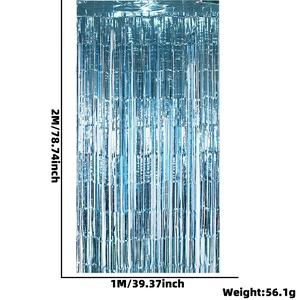 Rideau à franges bleu métallisé pour fête prénatale 1x2m toile de fond photo fête