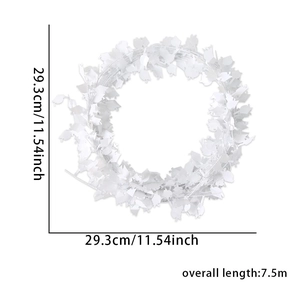 Dettaglio ghirlanda di foglie bianche artificiali da 7,5m con diametro di 29,3cm
