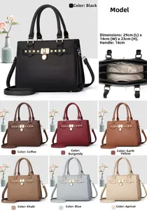 Borsa tote con trama litchi con fodera interna e dimensioni 29x14x23cm