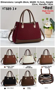 Detail view of multi-layered crossbody bag interior and color palette options